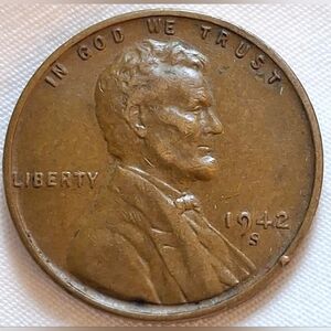 Vintage 1942 San Francisco Minted Trumpet Tail Lincoln Wheat Copper Penny